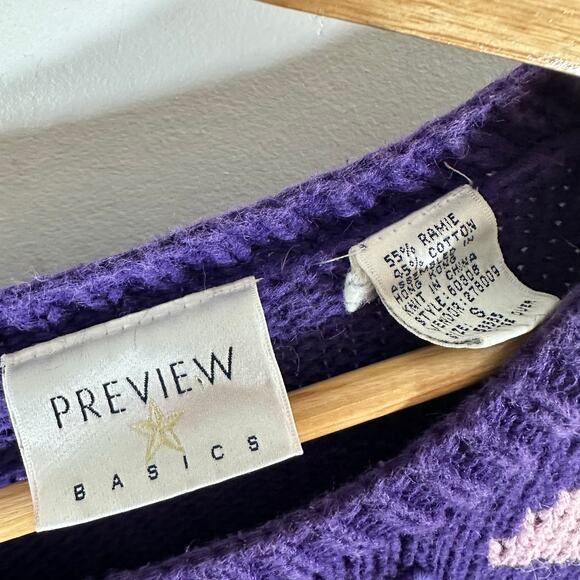 Vintage 90's Floral Rami Cotton Long Line Sweater Womans Small Fairycore Cottage - Picture 6 of 11